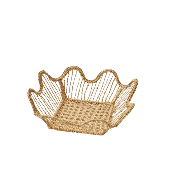 Boul square bread basket, handwoven natural Iraca palm, Usiacurí Colombia