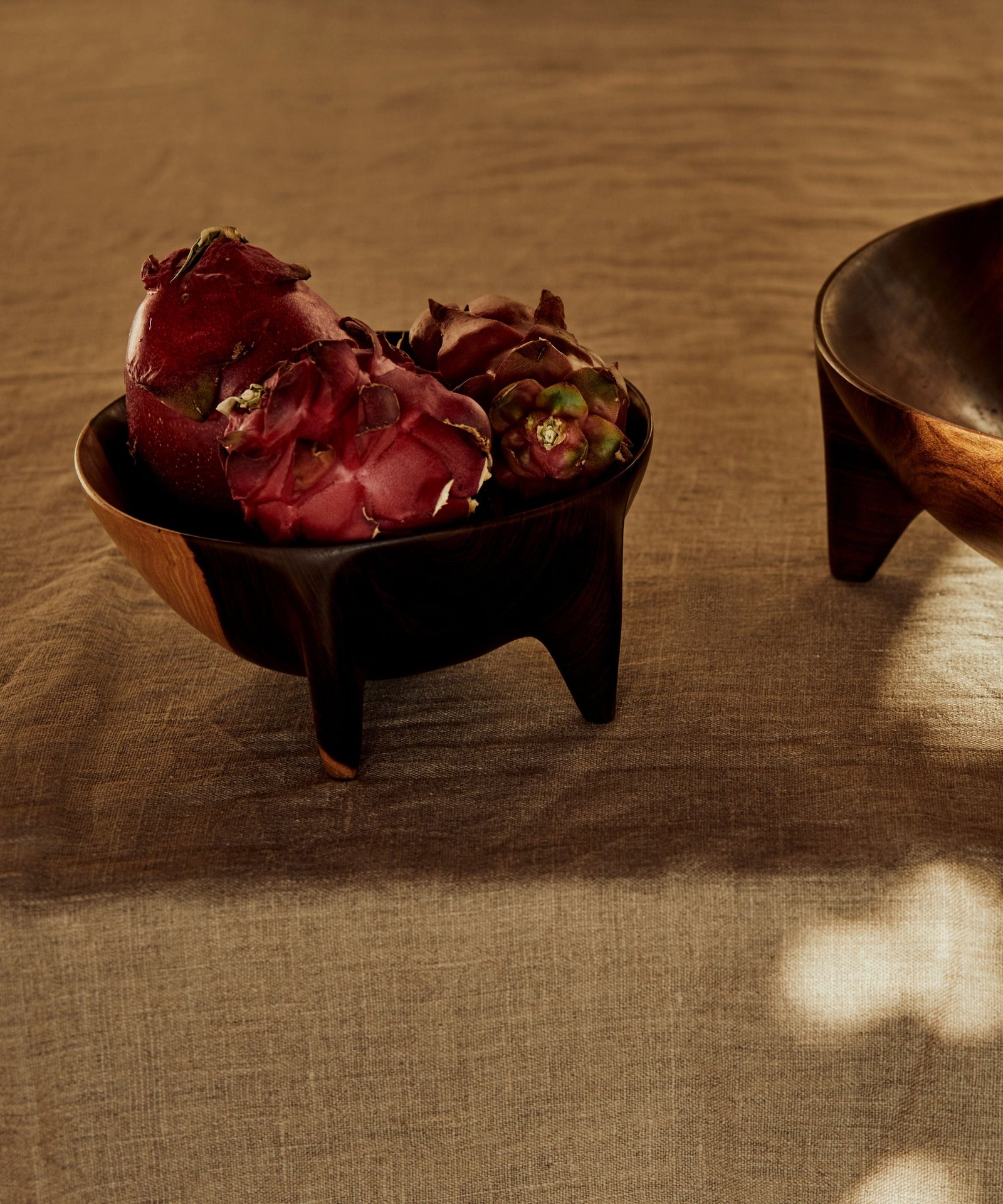 Lara three-legged wood bowl, hand-finished with natural oils