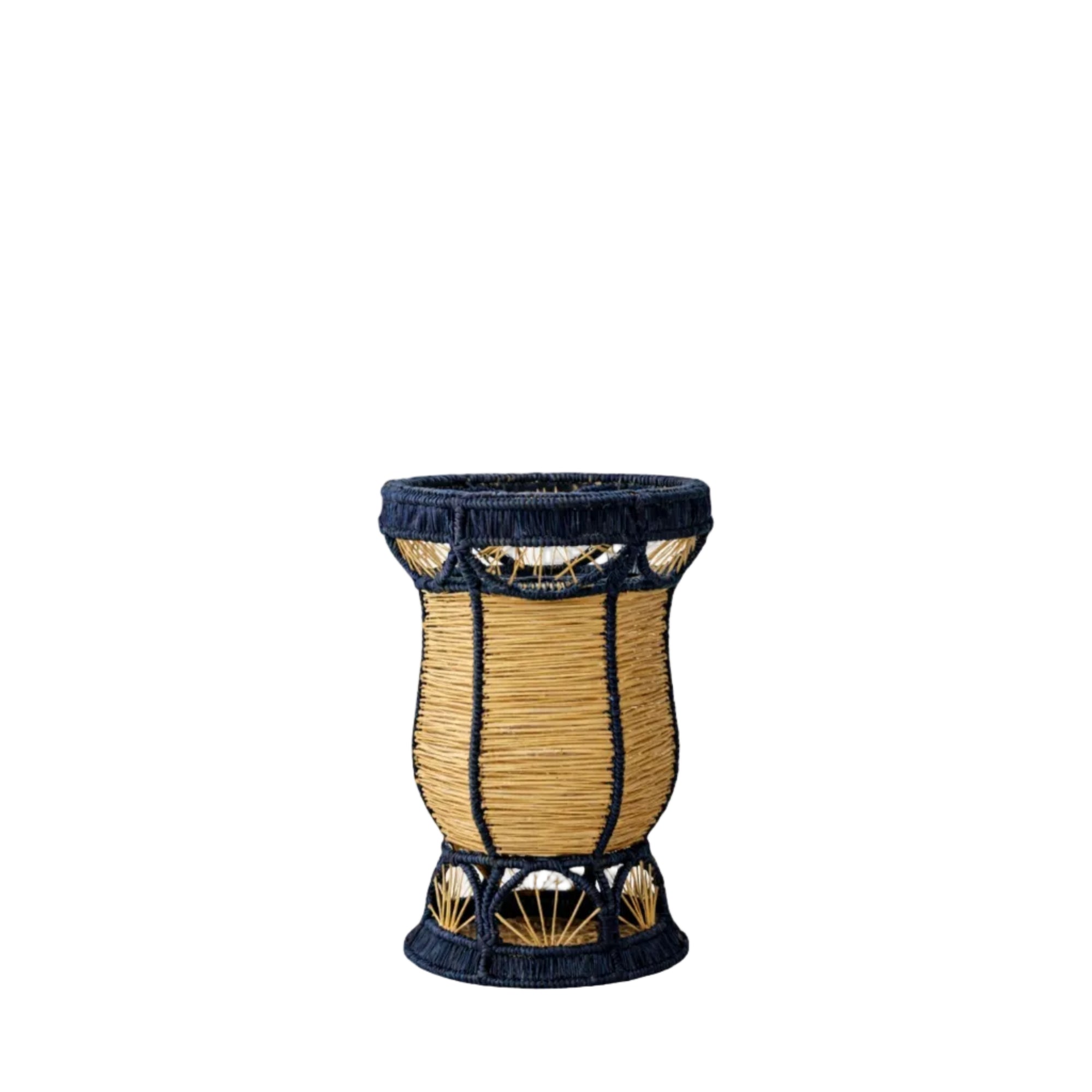 Deco Bud Vase - Handwoven Iraca Palm - Deep Blue