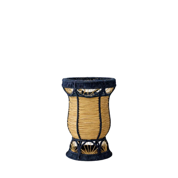 Deco Bud Vase - Handwoven Iraca Palm - Deep Blue