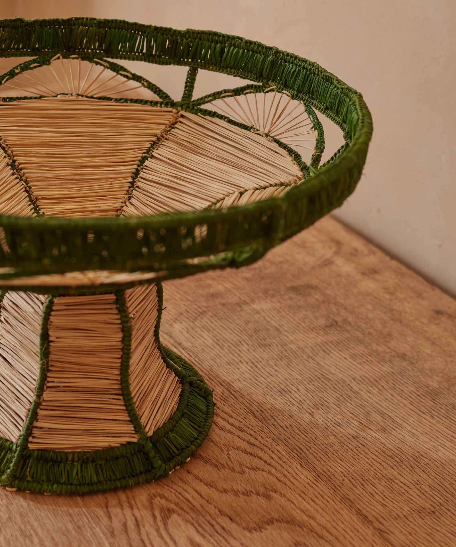 Green Deco pedestal fruit bowl - elevated silhouette