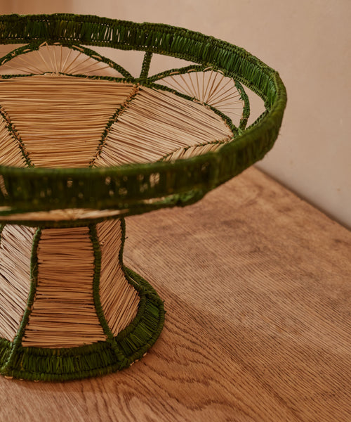 Green Deco pedestal fruit bowl - elevated silhouette