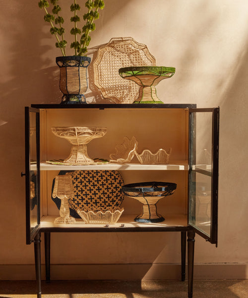 Handwoven Green Iraca pedestal bowl, Usiacuri