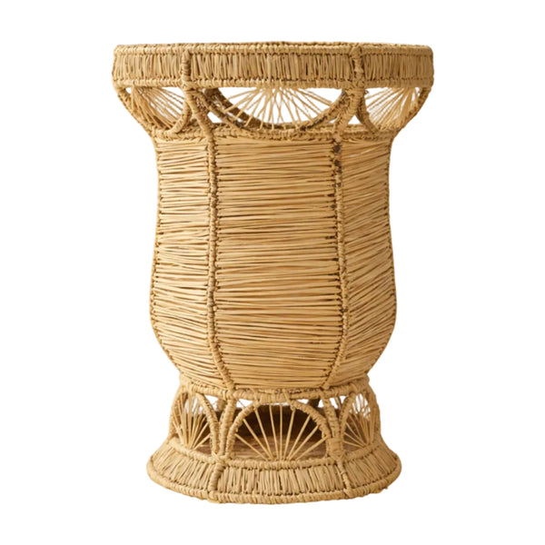 Woven iraca hurricane lamp or vase