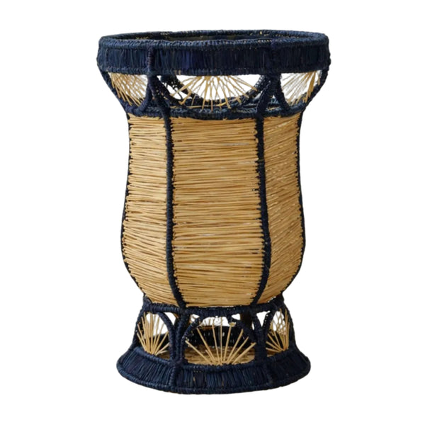 Deco Vase - Handwoven Iraca Palm - Deep Blue
