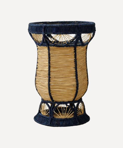 Deco Bud Vase - Handwoven Iraca Palm - Deep Blue