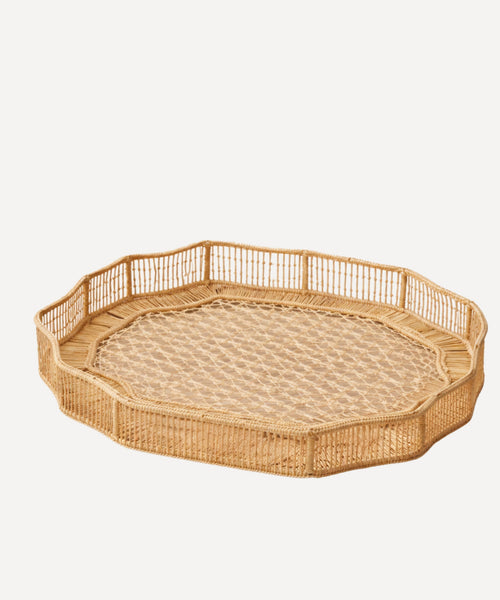 Deco Tray, natural iraca palm weave