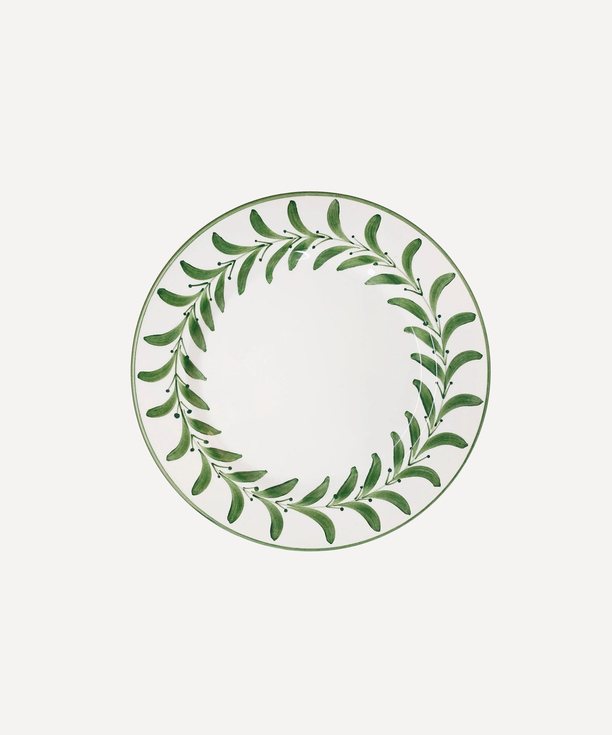 Helecho Side Plate Fern Green — hand-painted fern wreath ceramic, main view