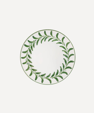 Helecho Side Plate Fern Green — hand-painted fern wreath ceramic, main view