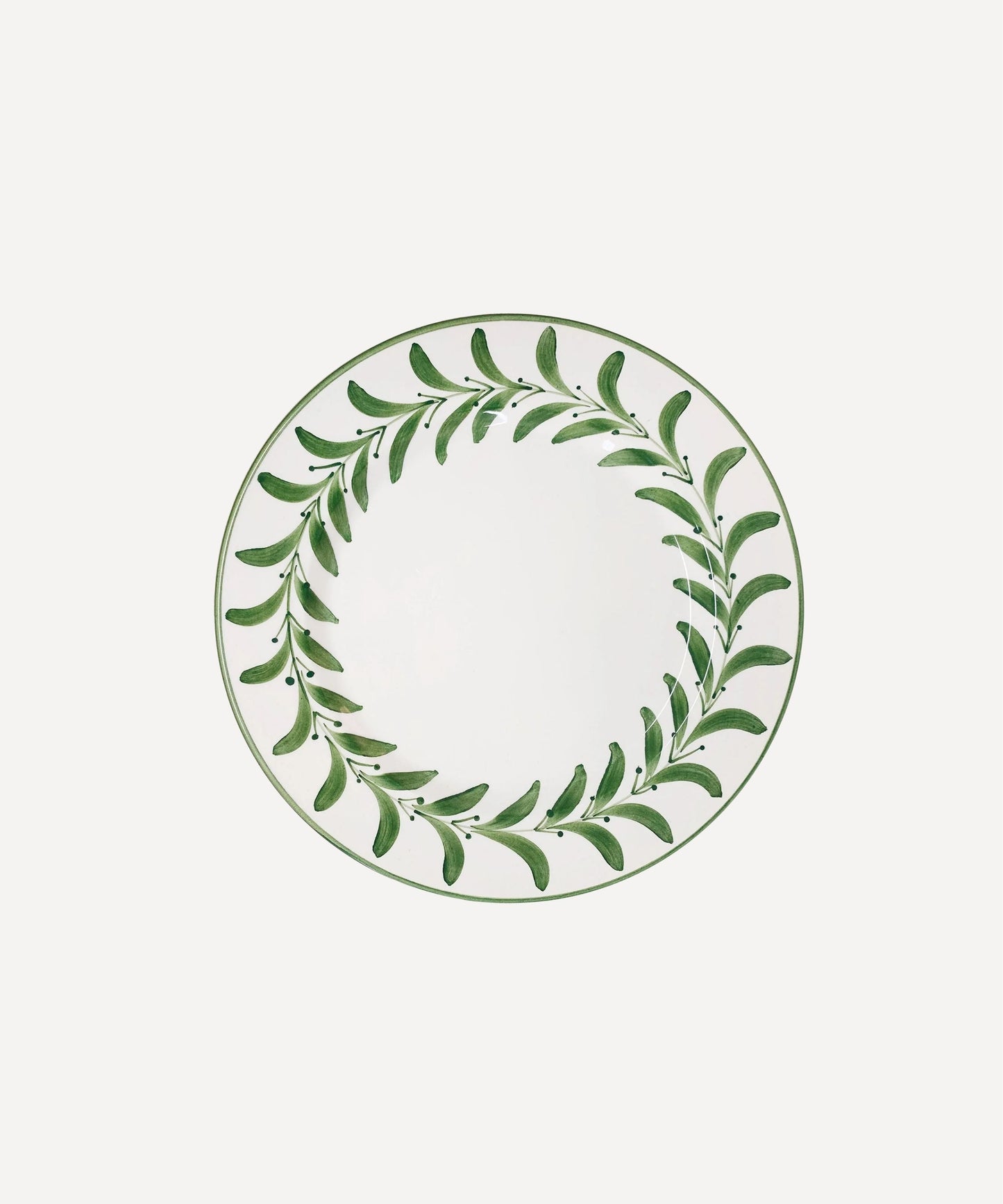 Helecho Side Plate Fern Green — hand-painted fern wreath ceramic, main view
