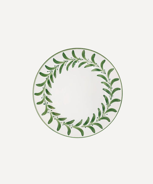 Helecho Side Plate Fern Green — hand-painted fern wreath ceramic, main view