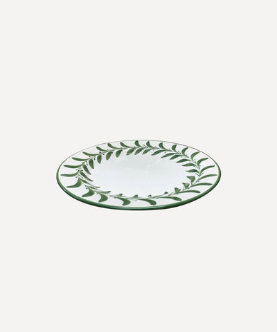 Helecho Side Plate Fern Green detail — freehand botanical fern motif, Carmen del Viboral
