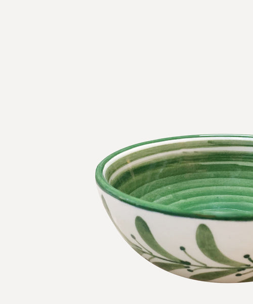 Fern Green Helecho bowl, hand-painted fern wreath Colombian ceramic