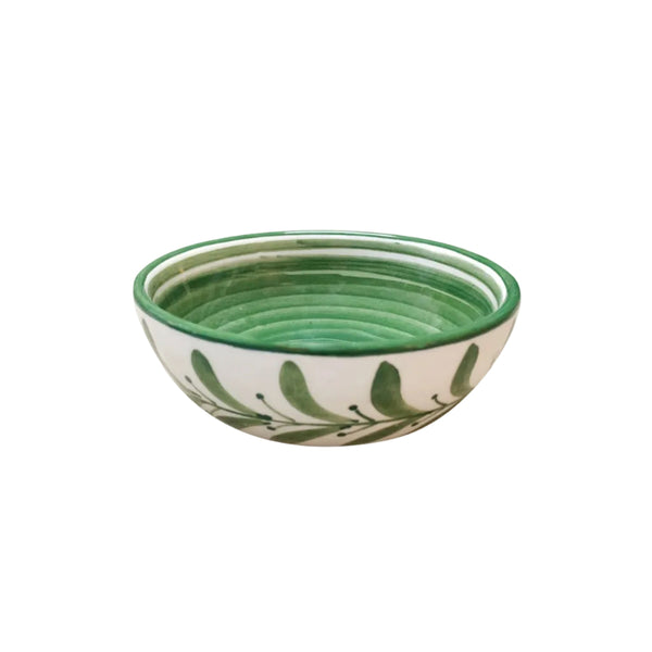 Helecho bowl in Fern Green — hand-painted fern wreath ceramic, Carmen del Viboral, Colombia