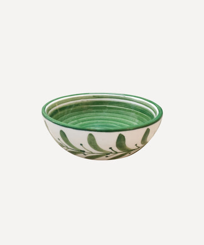 Helecho bowl in Fern Green — hand-painted fern wreath ceramic, Carmen del Viboral, Colombia