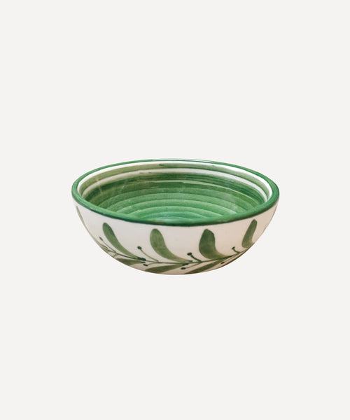 Helecho bowl in Fern Green — hand-painted fern wreath ceramic, Carmen del Viboral, Colombia