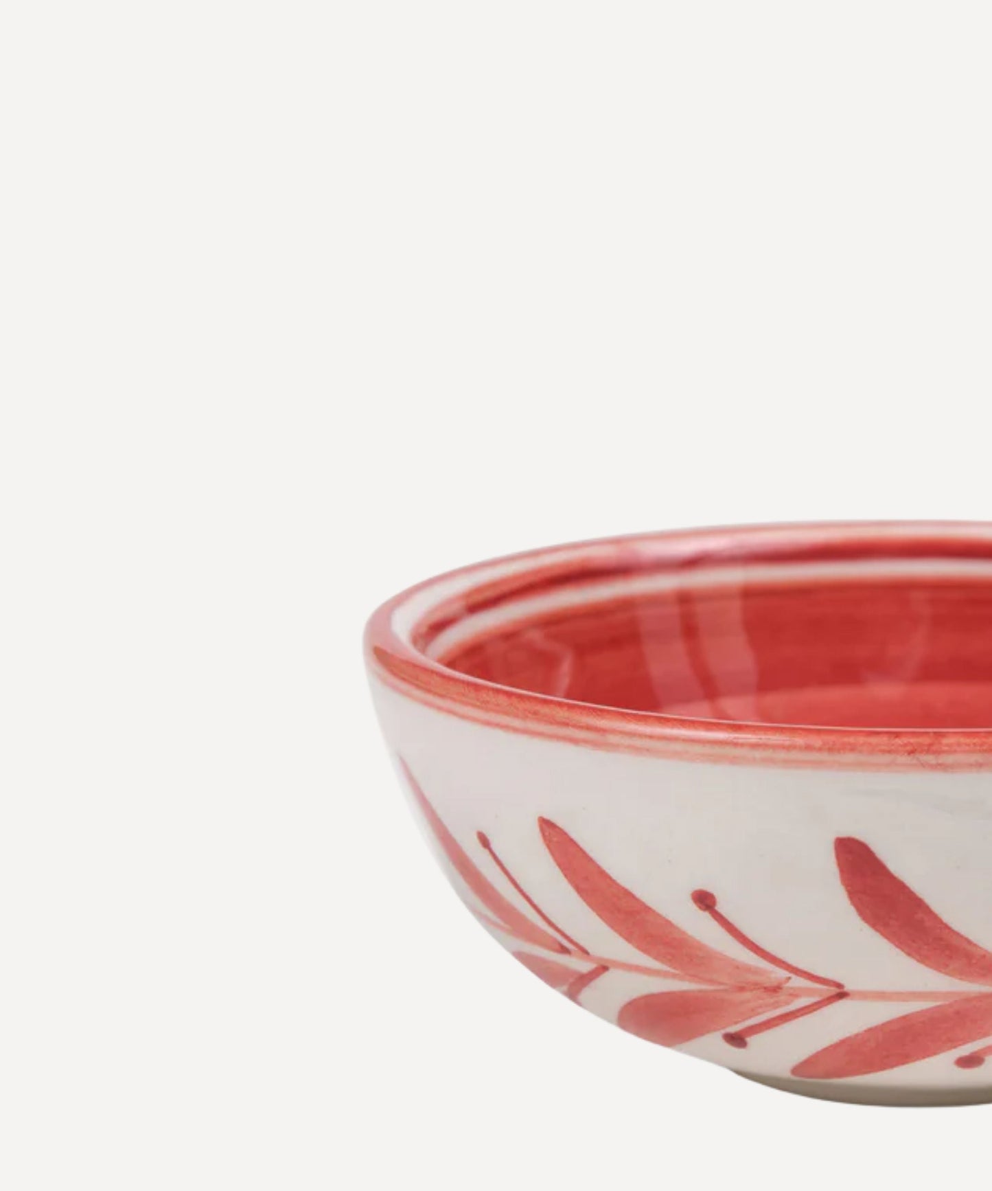 Helecho bowl in Rust Red, freehand fern wreath, Colombian ceramic