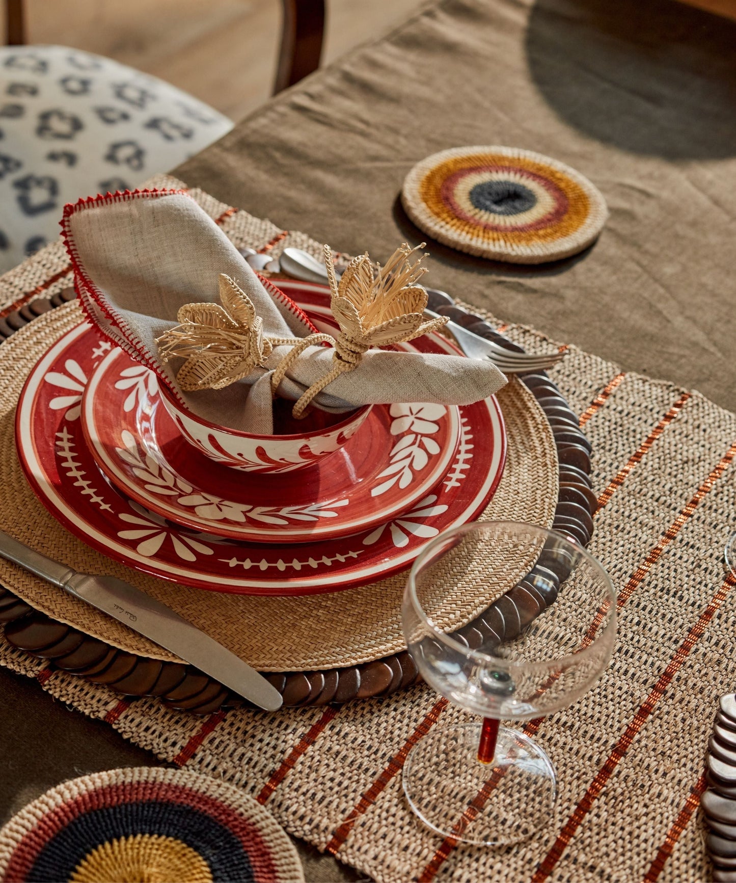 Helecho fern wreath bowl in Rust Red, Carmen del Viboral, Colombia