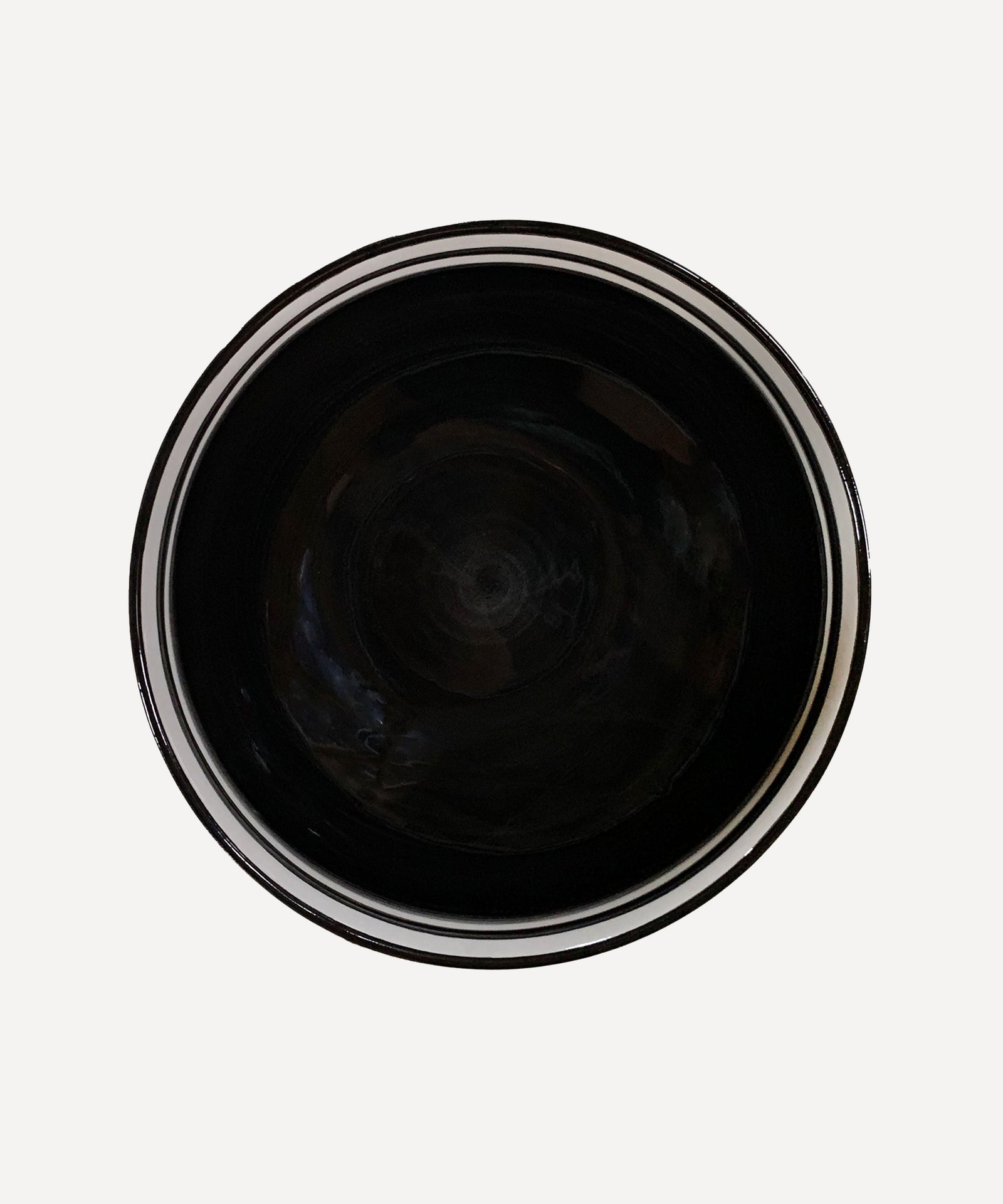 Helecho salad bowl in Jet Black, freehand fern wreath on hand-painted Colombian ceramic