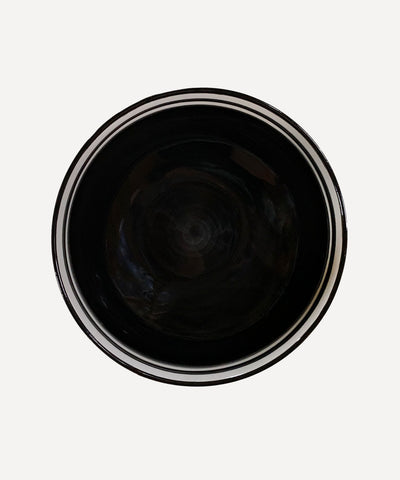 Helecho salad bowl in Jet Black, freehand fern wreath on hand-painted Colombian ceramic
