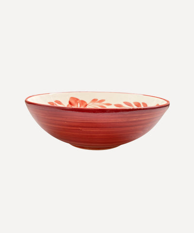 Flor salad bowl in Rust Red — hand-painted floral ceramic, Carmen del Viboral, Colombia