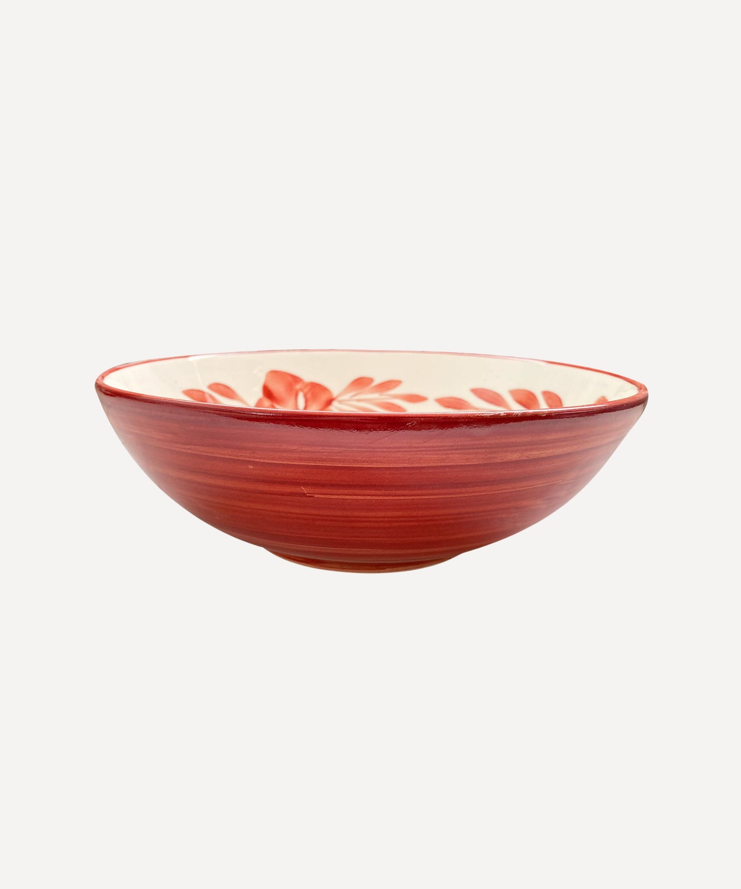 Flor salad bowl in Rust Red — hand-painted floral ceramic, Carmen del Viboral, Colombia