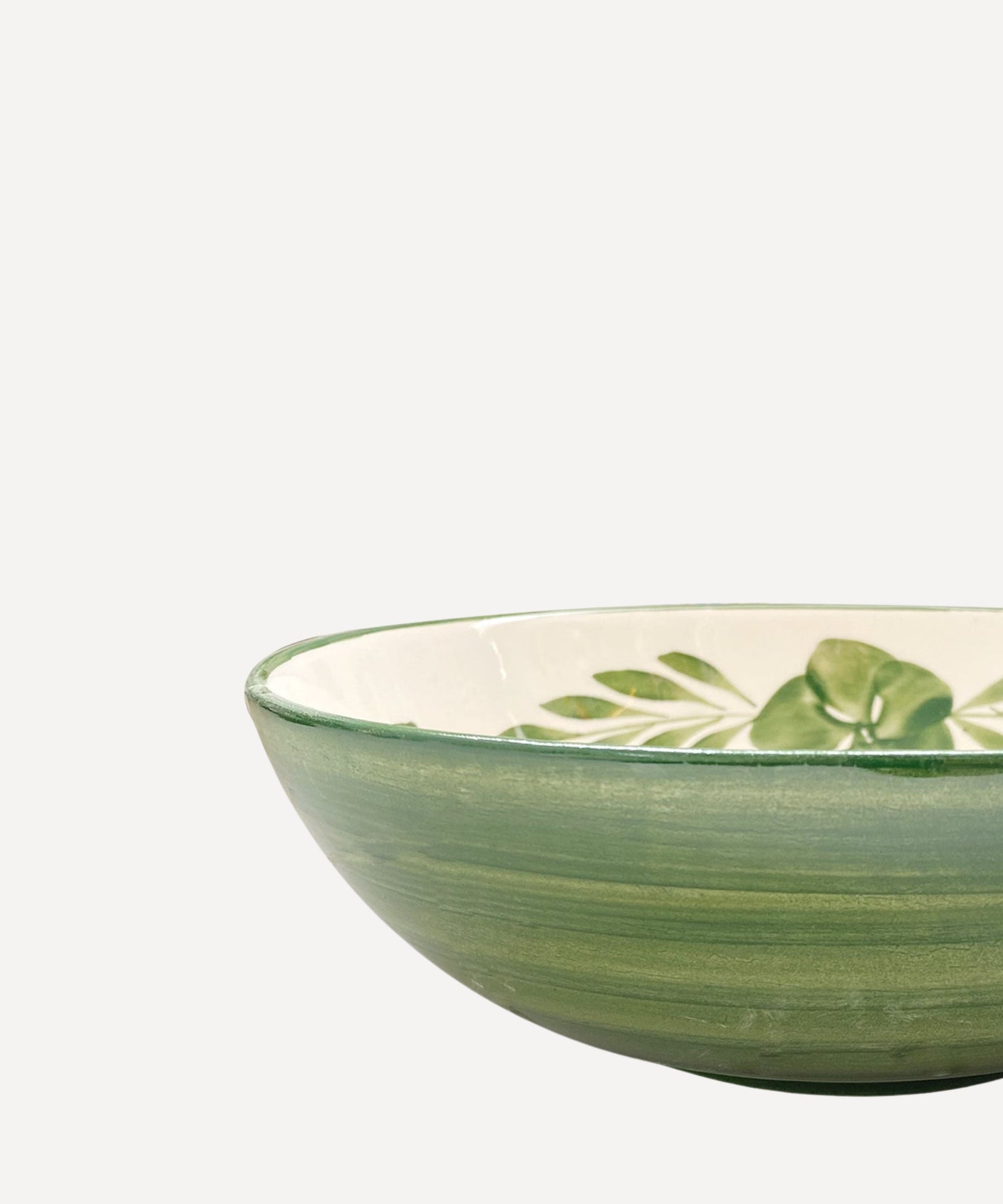 Flor salad bowl in Fern Green — generous hand-painted ceramic serving bowl