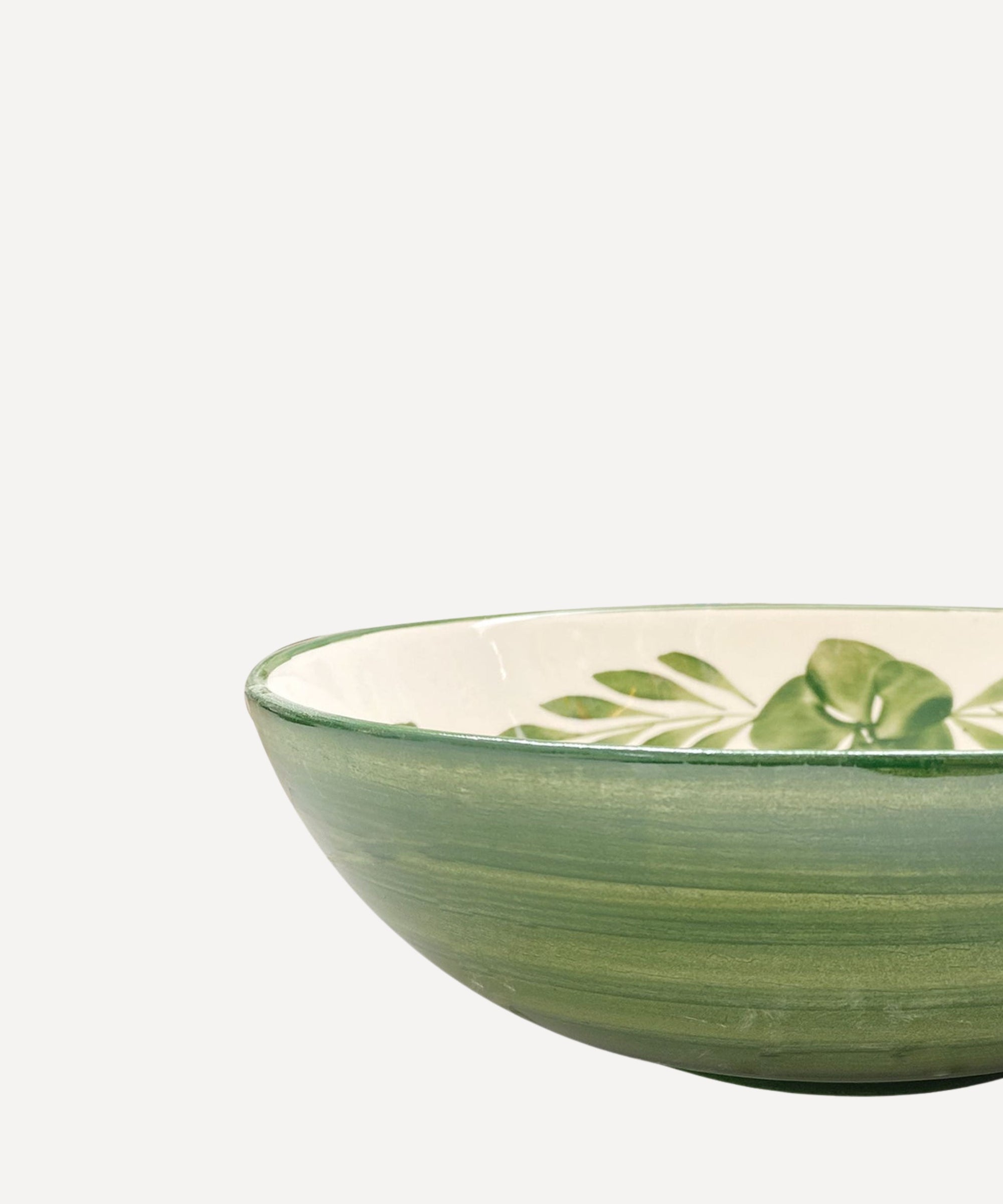 Flor salad bowl in Fern Green — generous hand-painted ceramic serving bowl
