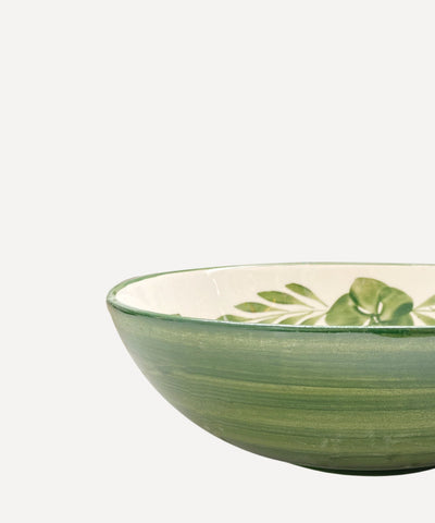 Flor salad bowl in Fern Green — generous hand-painted ceramic serving bowl