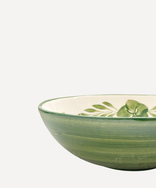 Flor salad bowl in Fern Green — generous hand-painted ceramic serving bowl