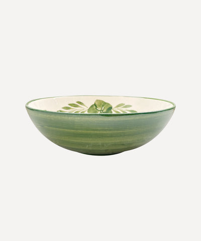 Flor salad bowl in Fern Green — hand-painted floral ceramic, Carmen del Viboral, Colombia