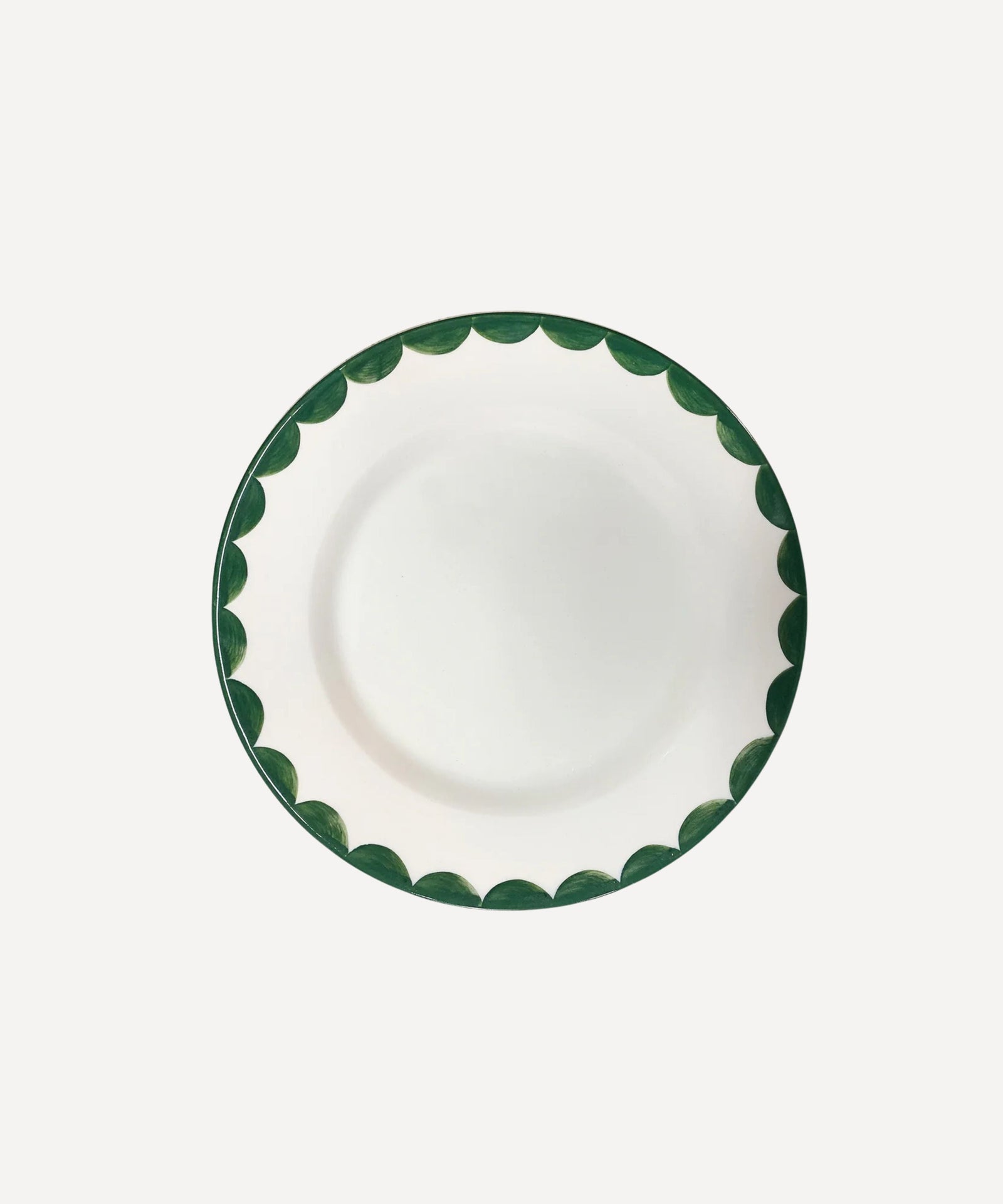 Cascos Side Plate in Fern Green, hand-painted scalloped ceramic, Carmen del Viboral
