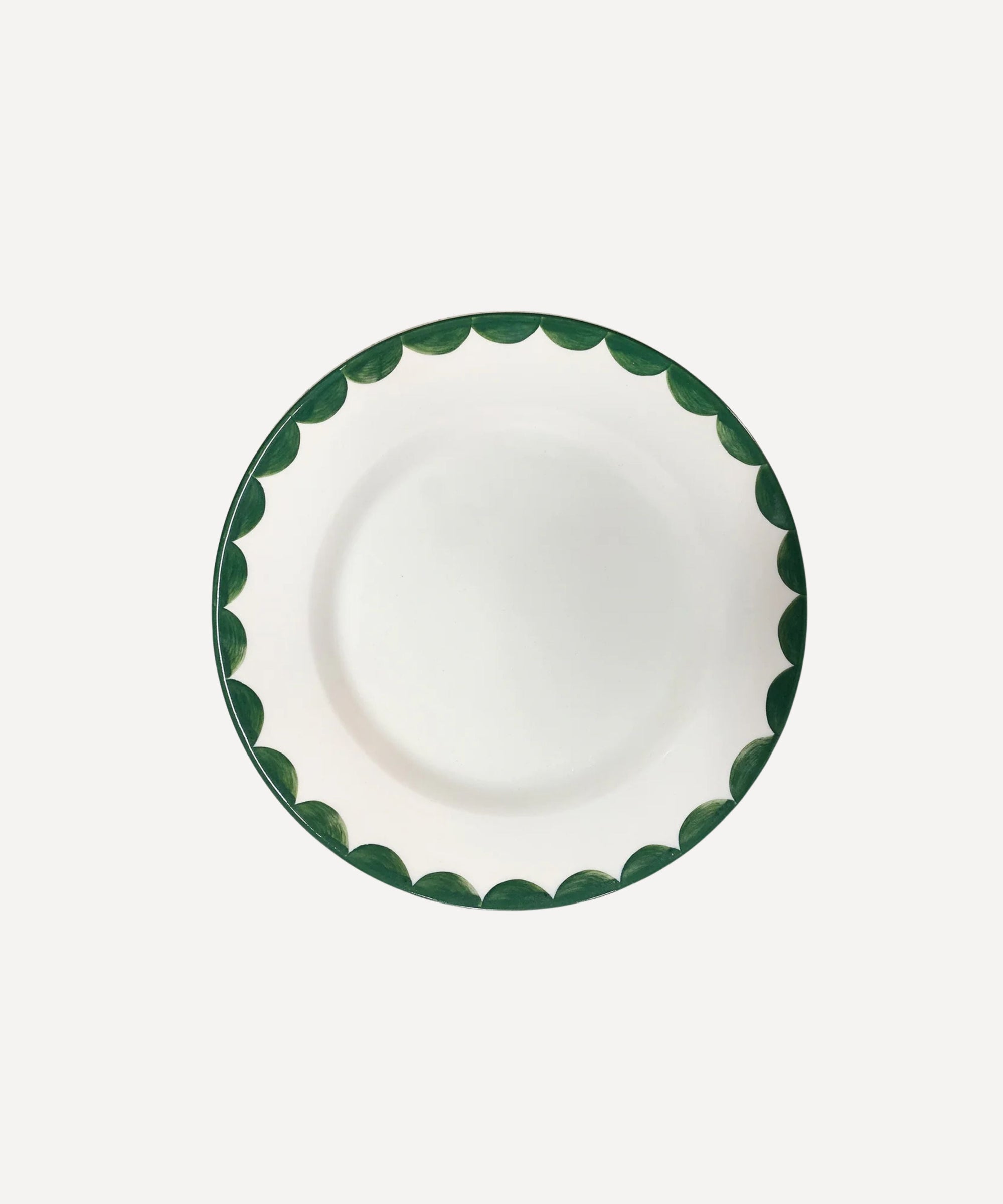 Cascos Side Plate in Fern Green, hand-painted scalloped ceramic, Carmen del Viboral