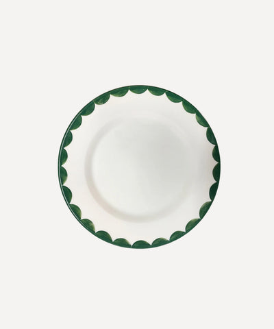 Cascos Side Plate in Fern Green, hand-painted scalloped ceramic, Carmen del Viboral