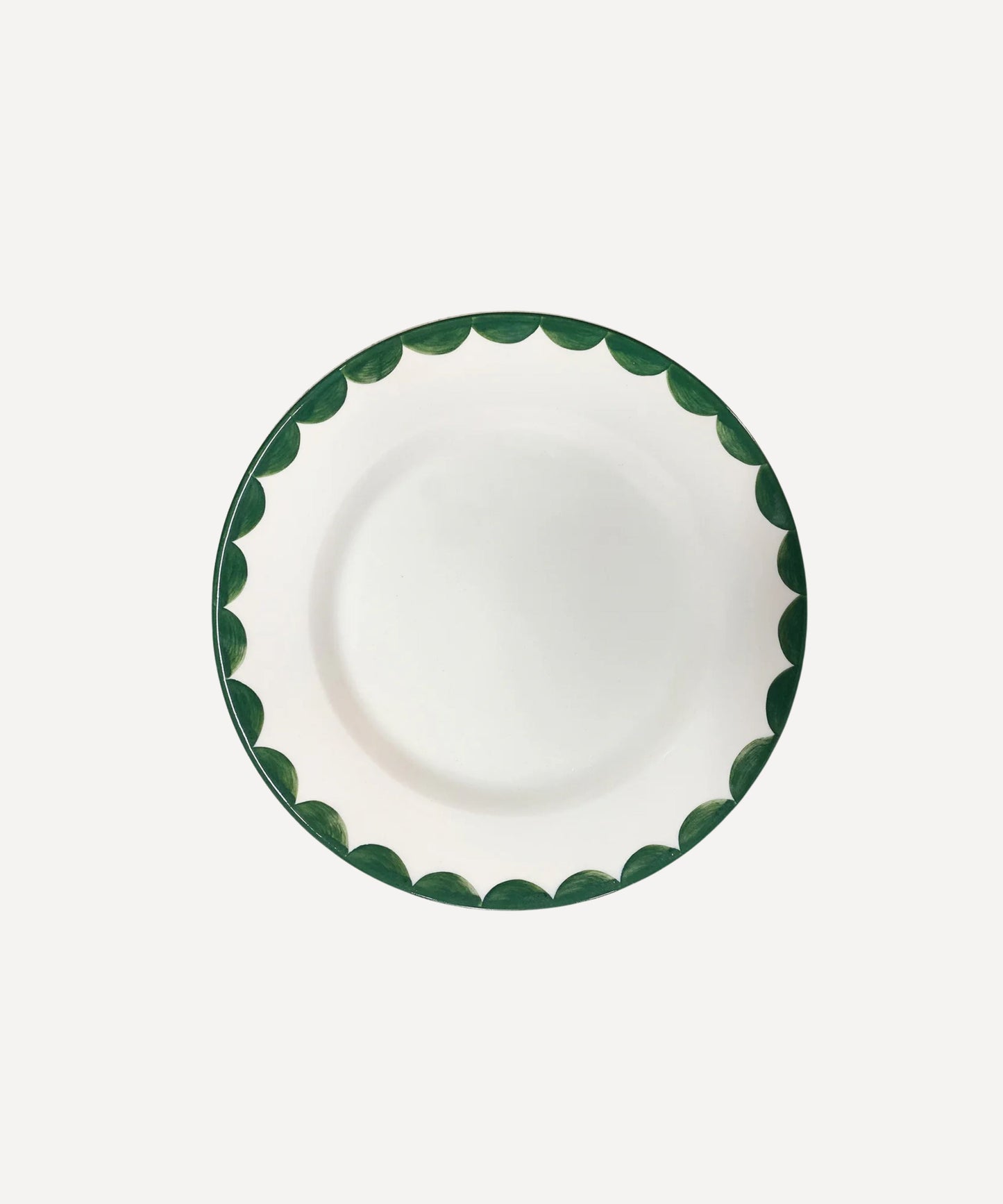 Cascos Side Plate in Fern Green, hand-painted scalloped ceramic, Carmen del Viboral