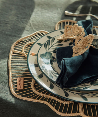 Cayena placemat, handwoven iraca palm, overhead view