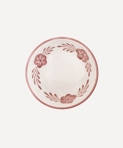Flor Bowl, Vintage Rose — Colombian hand-painted ceramic with floral design.