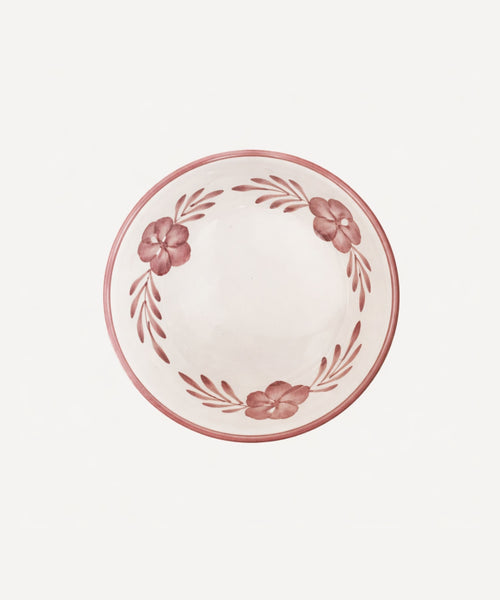 Flor Bowl, Vintage Rose — Colombian hand-painted ceramic with floral design.