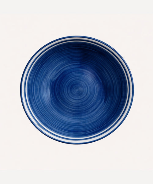 Helecho fern wreath salad bowl in Deep Blue, hand-painted in Colombia
