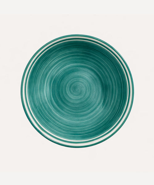 Teal Helecho salad bowl — generous hand-painted ceramic serving bowl