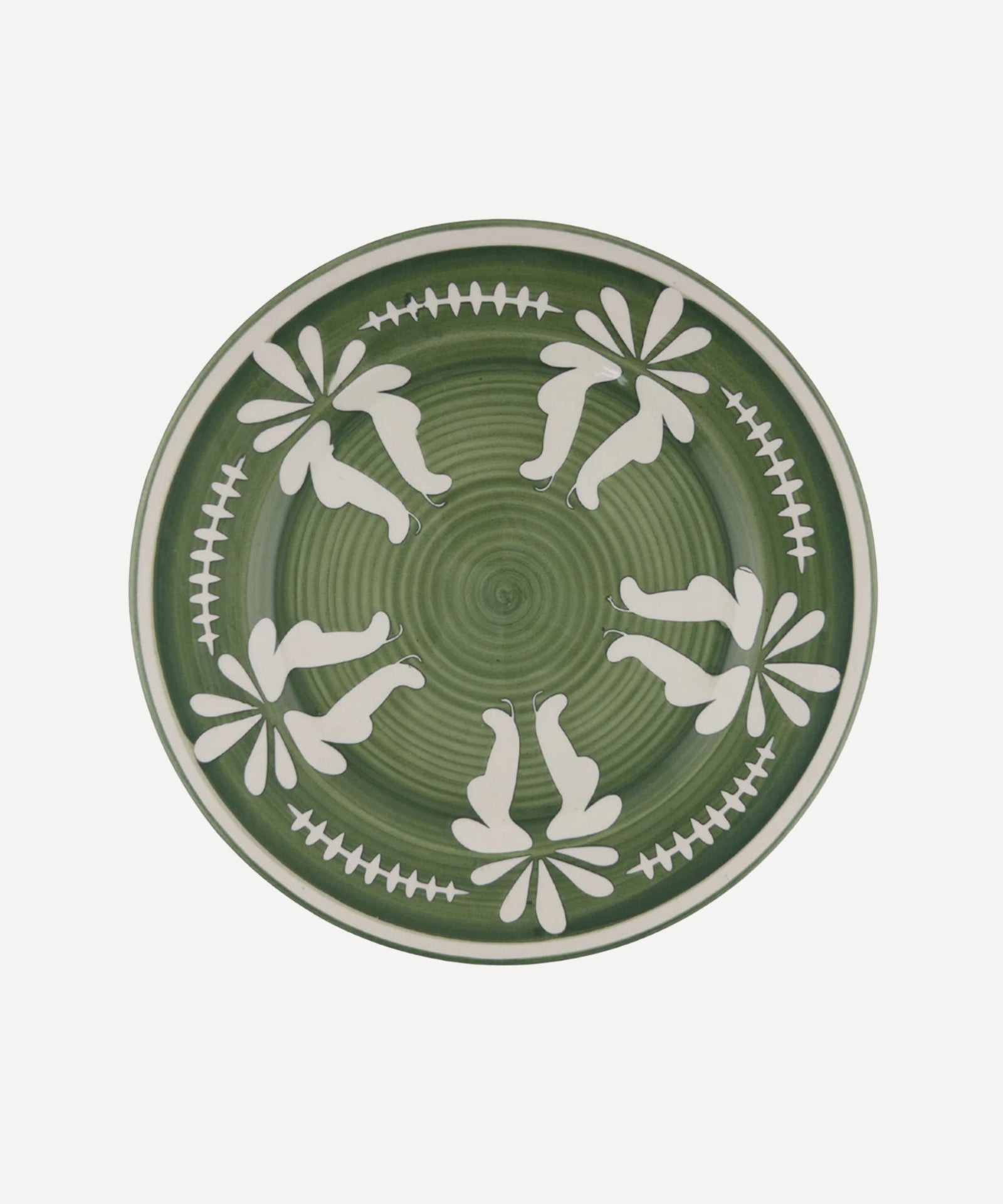 Flor Dinner Plate in Fern Green, hand-painted floral ceramic, Carmen del Viboral