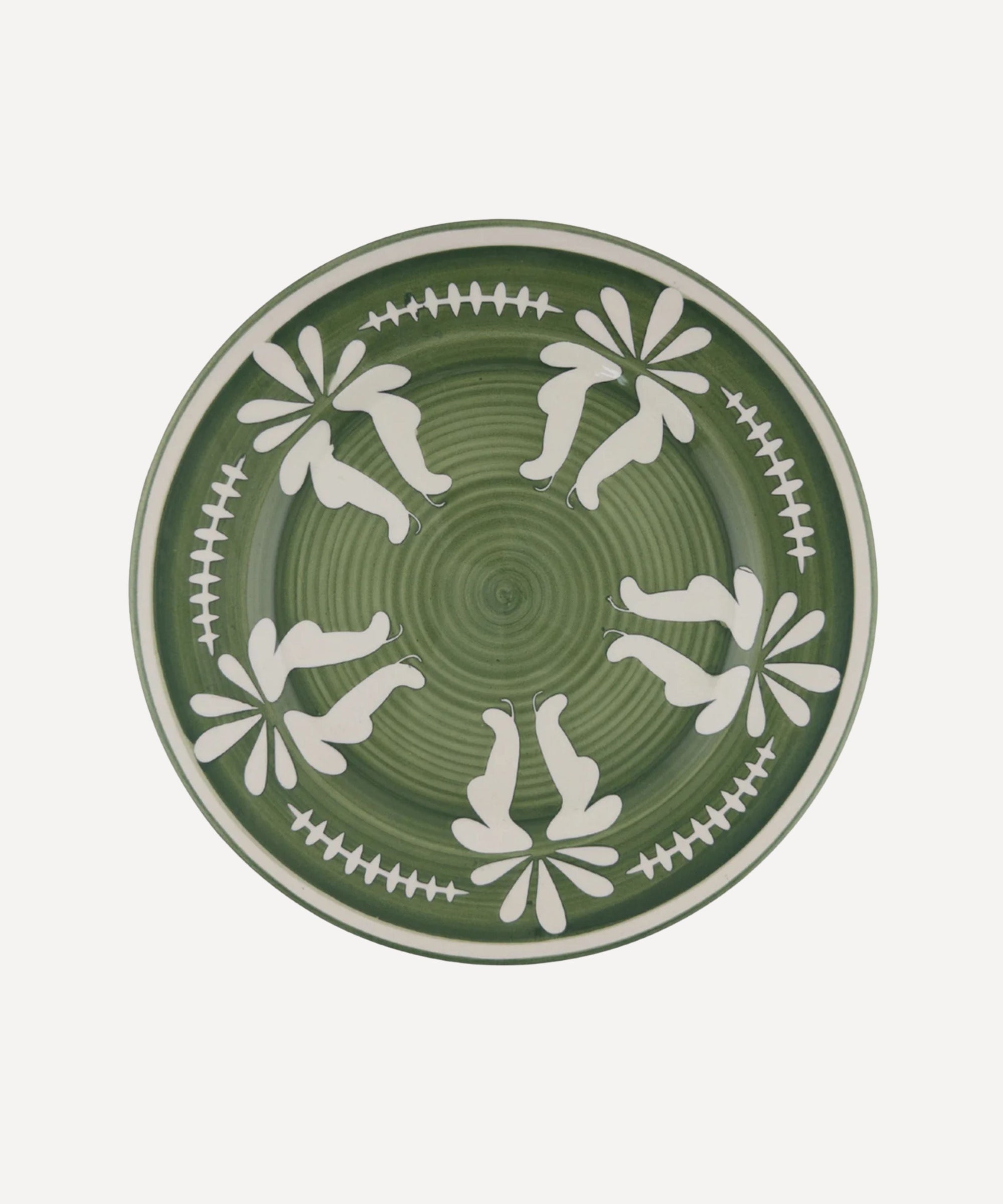 Flor Dinner Plate in Fern Green, hand-painted floral ceramic, Carmen del Viboral