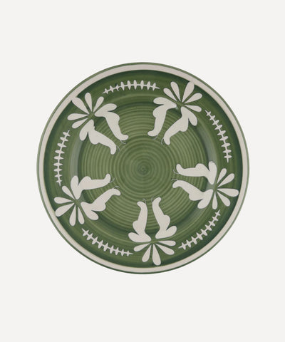 Flor Dinner Plate in Fern Green, hand-painted floral ceramic, Carmen del Viboral