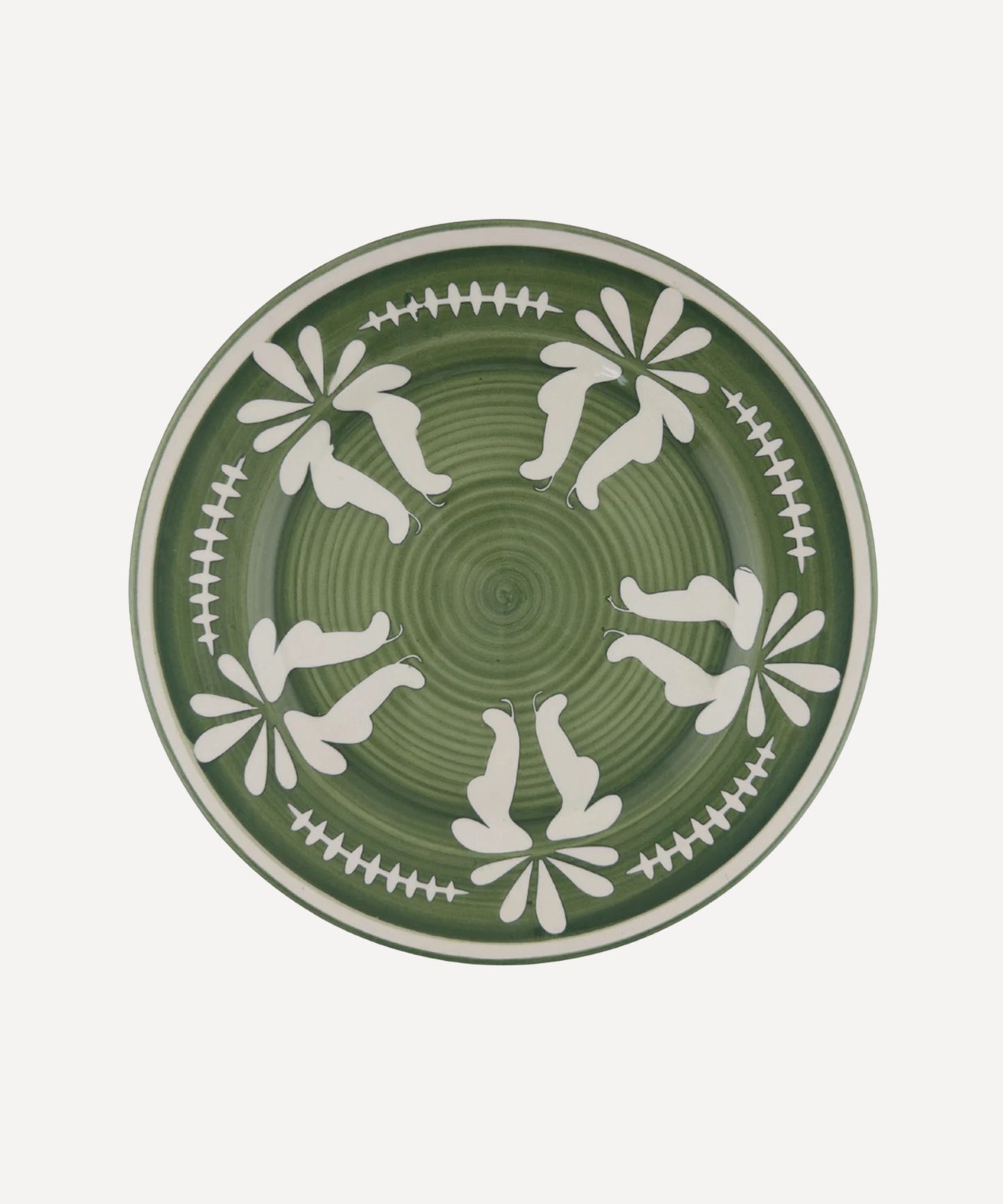 Flor Dinner Plate in Fern Green, hand-painted floral ceramic, Carmen del Viboral