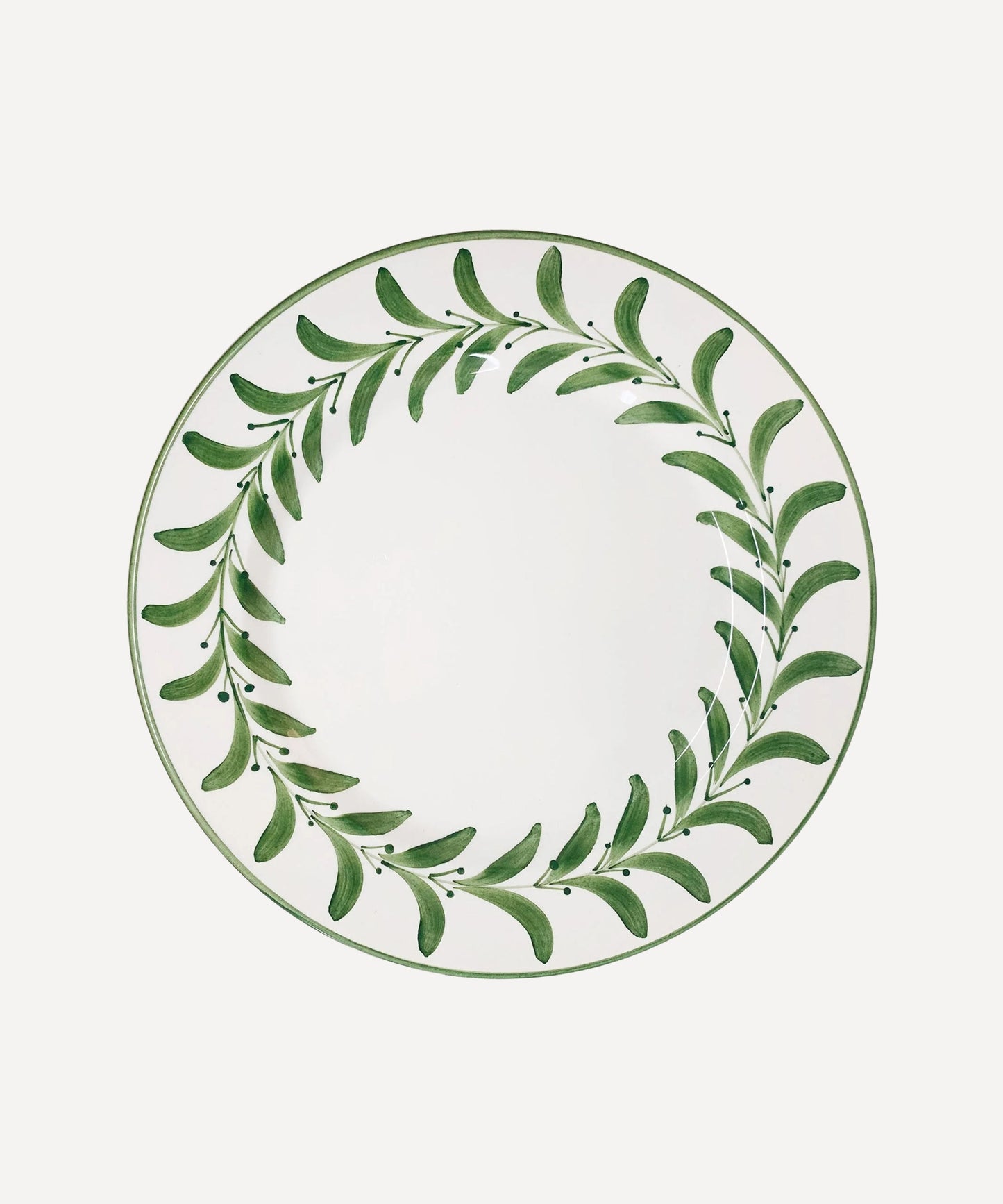 Helecho Dinner Plate Fern Green — hand-painted fern wreath ceramic, main view