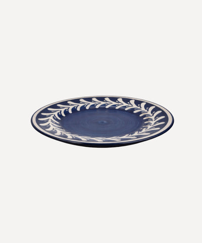 Dark Helecho Side Plate Deep Blue side profile — triple-fired hand-painted ceramic