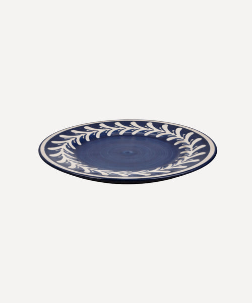 Dark Helecho Side Plate Deep Blue side profile — triple-fired hand-painted ceramic
