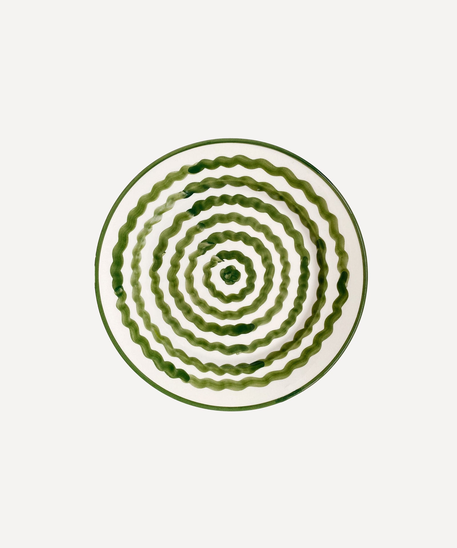Ondas Side Plate in Fern Green, hand-painted rippled ceramic, Carmen del Viboral