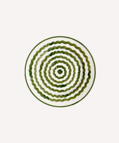 Ondas Side Plate in Fern Green, hand-painted rippled ceramic, Carmen del Viboral