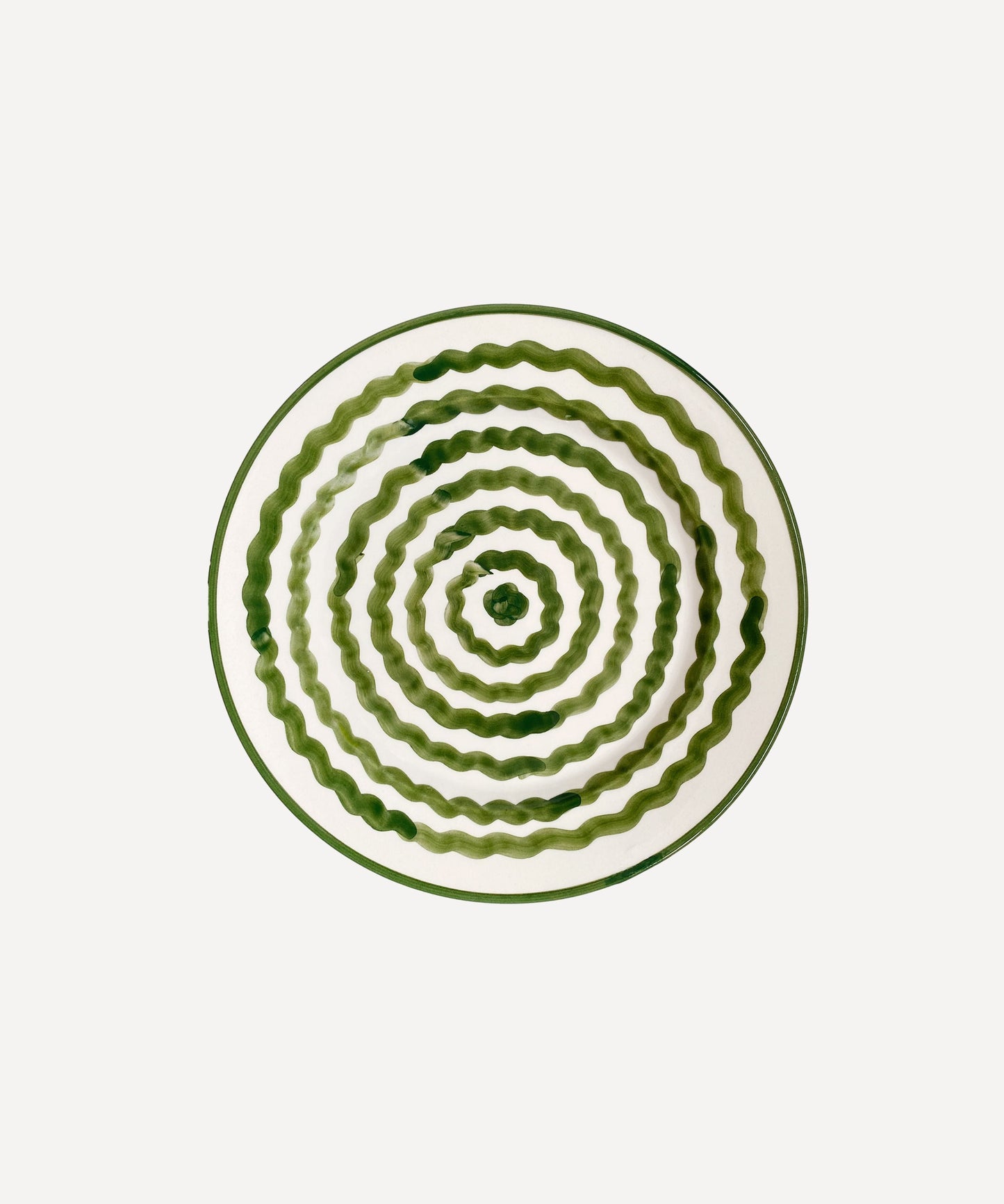 Ondas Side Plate in Fern Green, hand-painted rippled ceramic, Carmen del Viboral